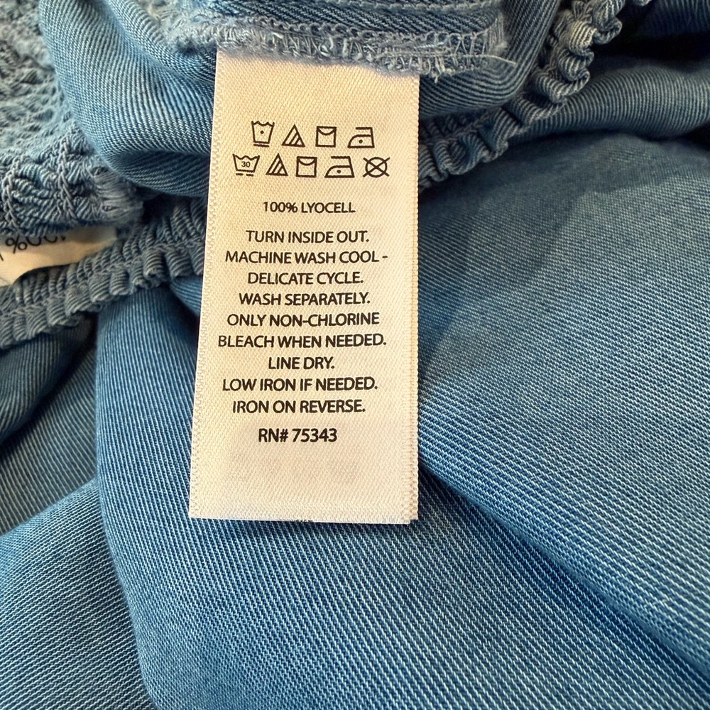 Joie 100% Lyocell Smocked High Waist Wide-Leg Pants in Denim Pockets Large - Picture 10 of 12